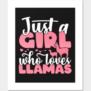 Just a Girl who Loves Llamas Funny llama Farmer Gift print Posters and Art